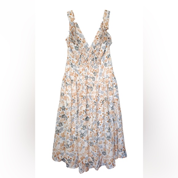 Joie Sleeveless‎ Keyhole Tie Midi Summer Sun Dress White Orange Cotton Floral 8 - Picture 8 of 8